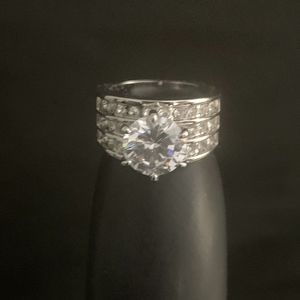 Charter Club Crystal Triple-Row Ring in Fine Silver Plate, Shop High-Quality Mer